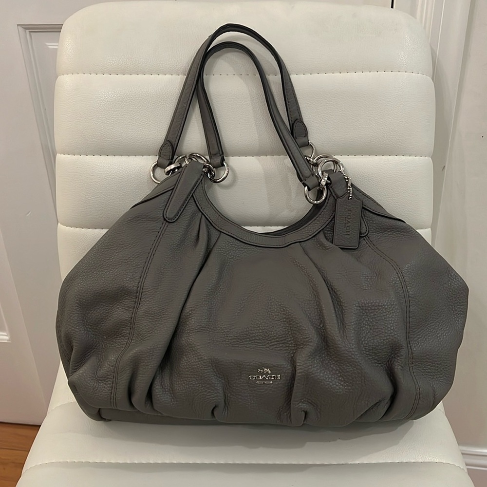 COACH LILY SHOULDER BAG IN REFINED NATURAL PEBBLE LEATHER F12155 LI/Gray